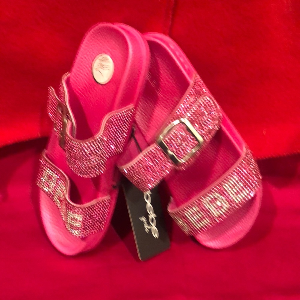 Pink Rhinestone Slide Sandals